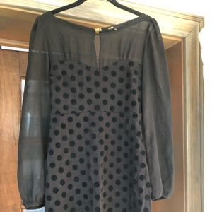 Maje Paris Black Velvet and Chiffon Dress Size 38 -  Never Worn
